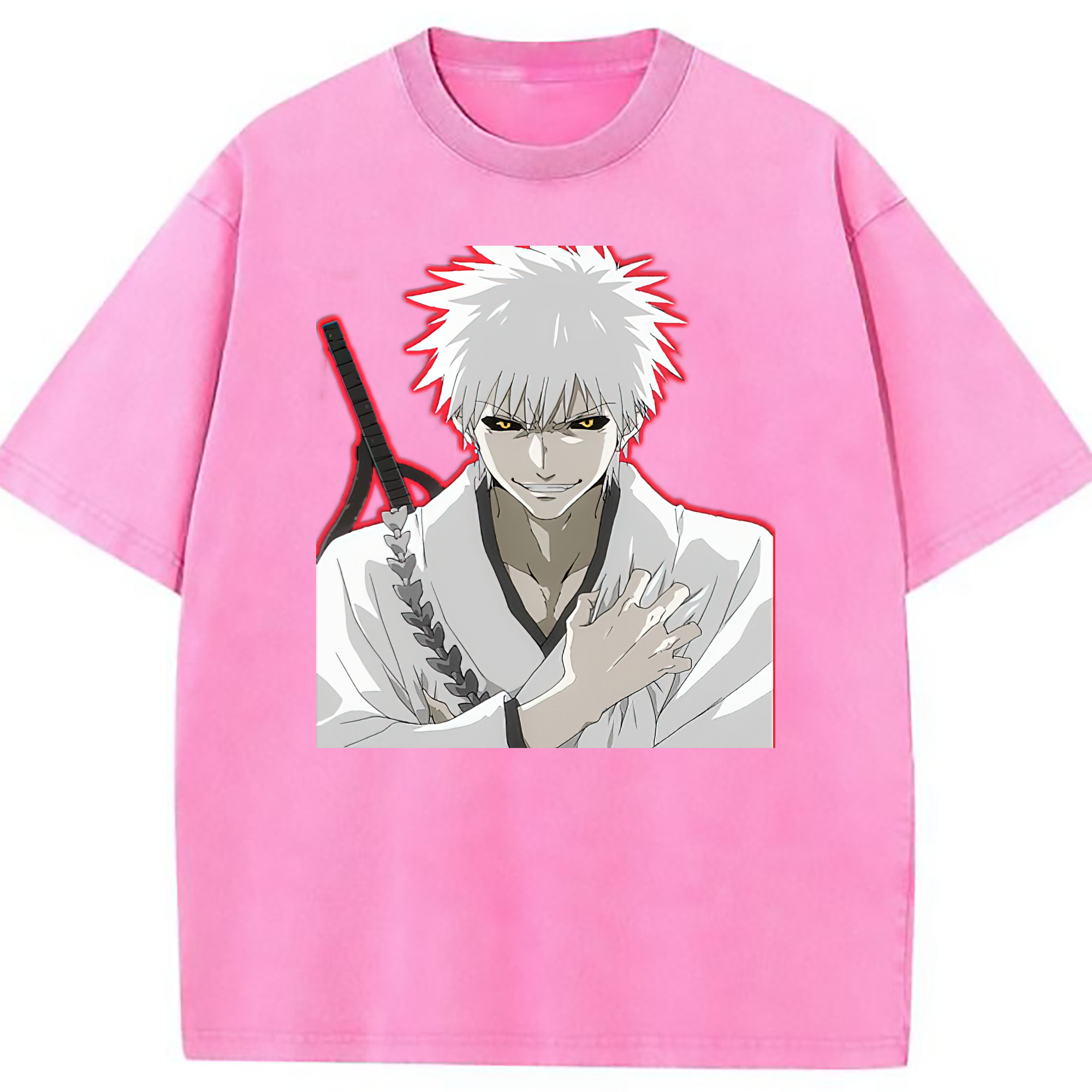 （画像用） ブリーチ 黒崎一護（くろさき いちご）BLEACH Kurosaki Ichigo 綿100% ヴィンテージ風 半袖Tシャツ（フロントプリント）